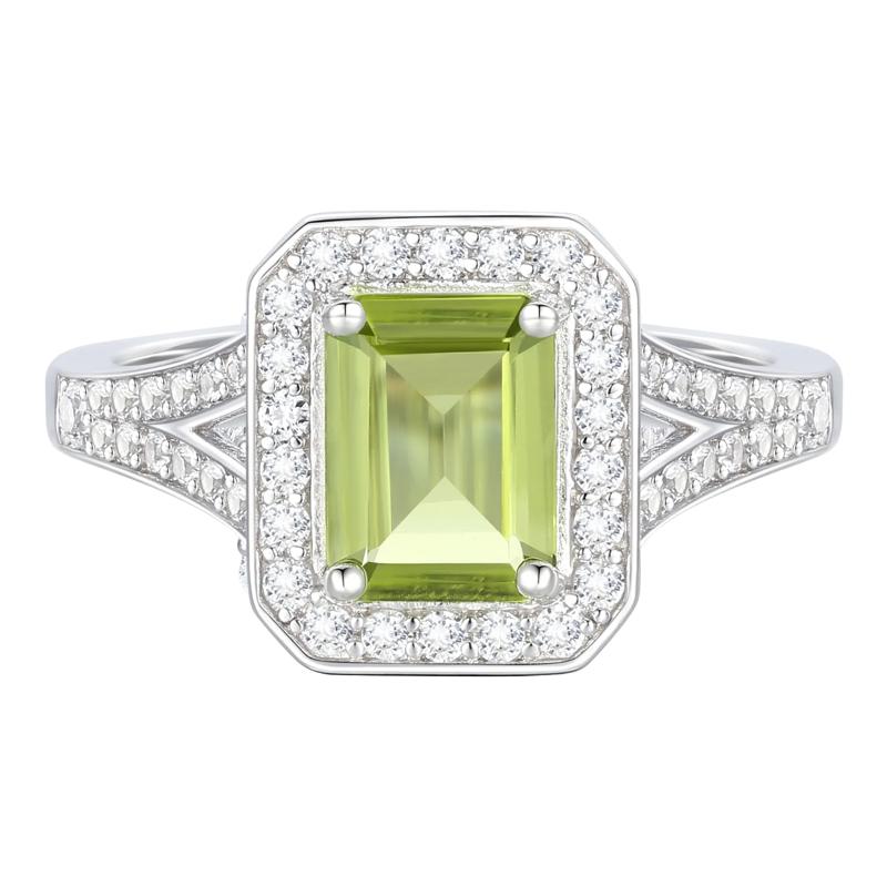 Peridot &amp; Lab-Created White Sapphire Ring, Earring &amp; Pendant Set in Sterling Silver – Image 6 of 8