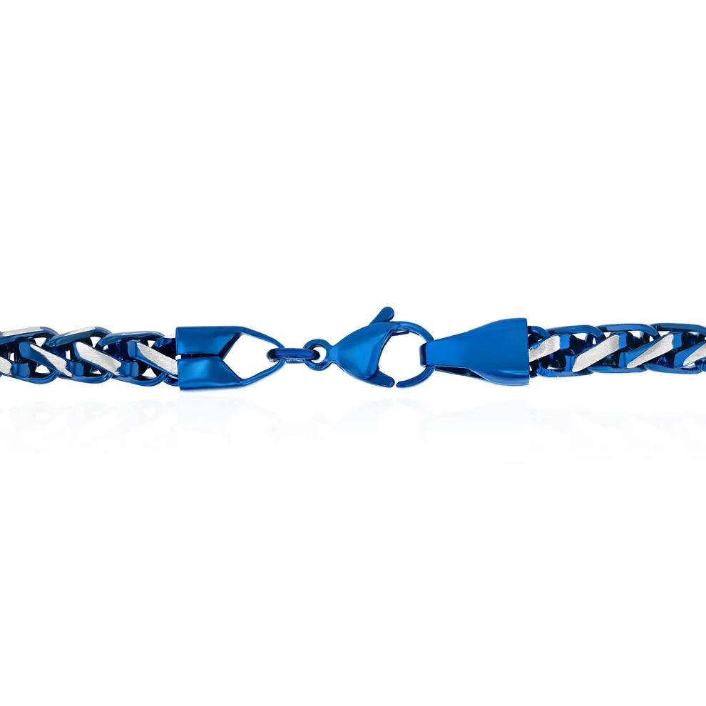 Wheat Link Chain Necklace in Blue Ion-Plated Stainless Steel, 6MM, 24" – Image 2 of 4