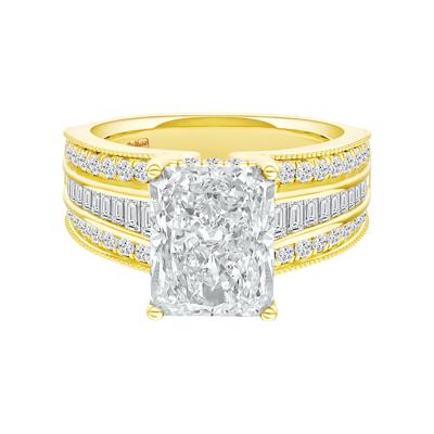Lab Grown Diamond Radiant-Cut Center Engagement Ring in 14K Yellow Gold (3 3/4 ct. tw.)