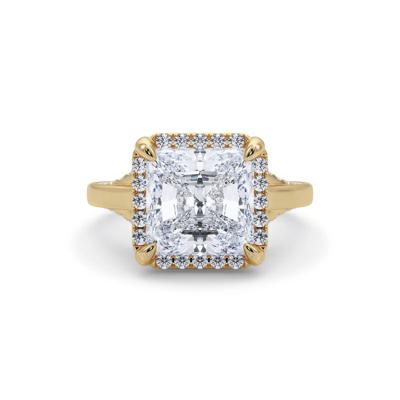 Lab Grown Diamond Square Radiant-Cut Halo Engagement Ring