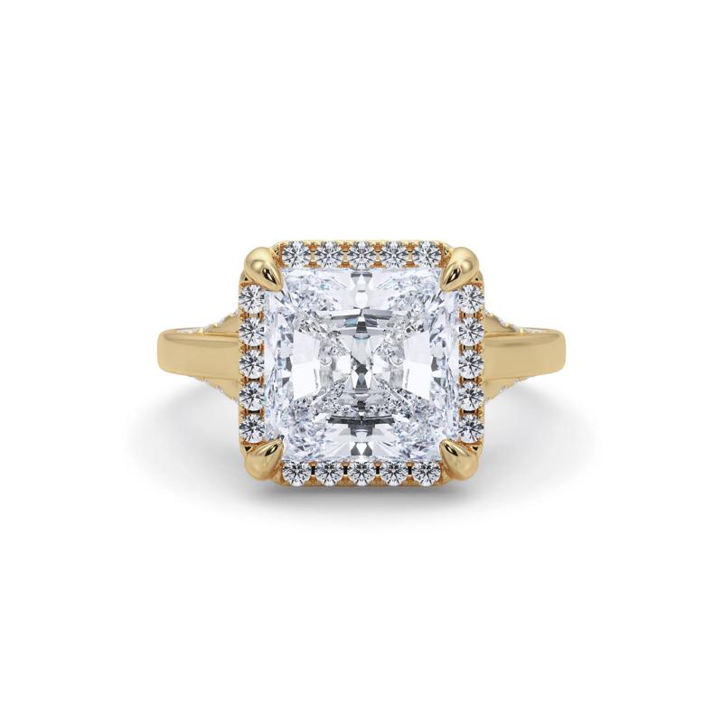 Lab Grown Diamond Square Radiant-Cut Halo Engagement Ring in 14K Yellow Gold &#40;4 1/2 ct. tw.&#41; – Image 1 of 5