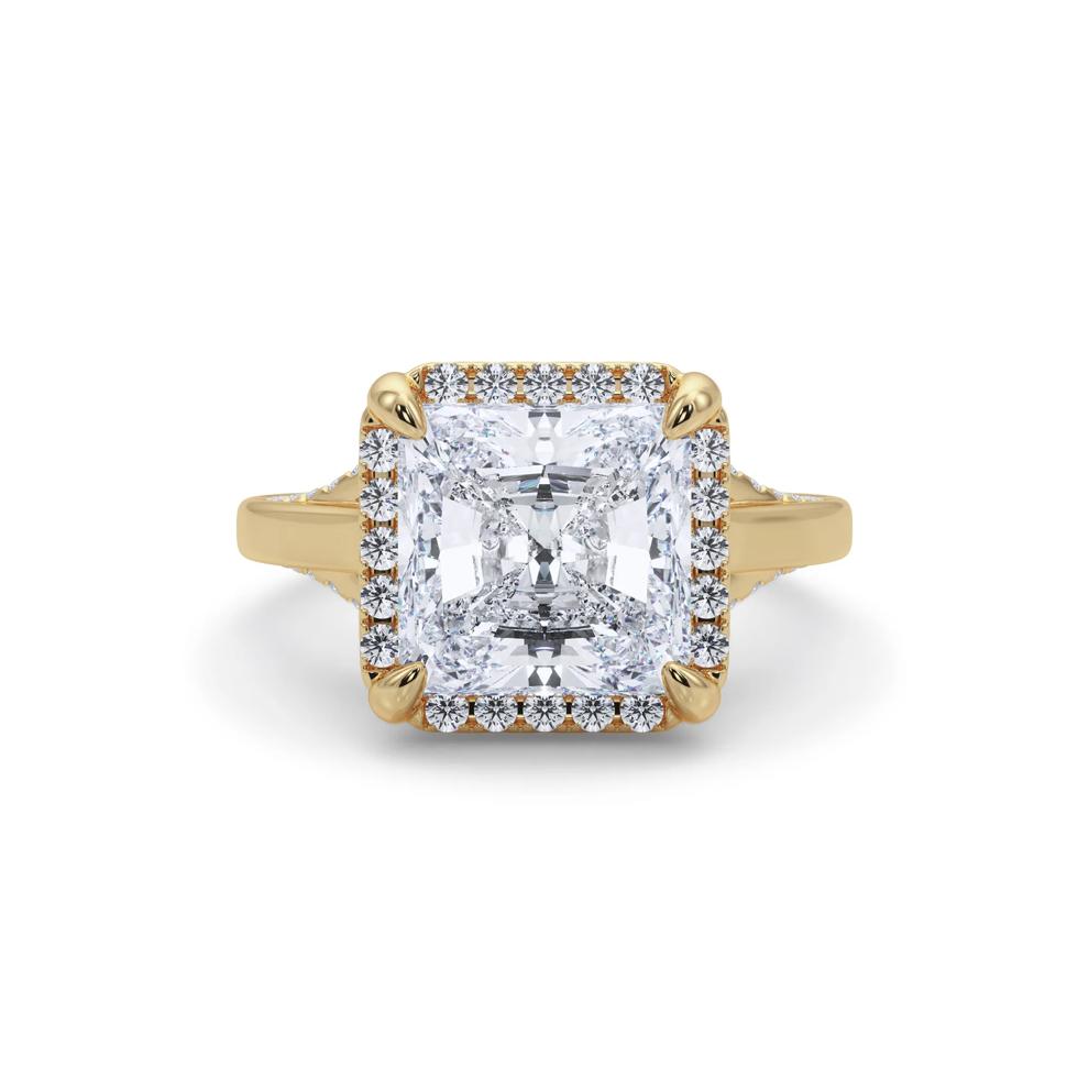 Lab Grown Diamond Square Radiant-Cut Halo Engagement Ring in 14K Yellow Gold (4 1/2 ct. tw.) – Image 1 of 4