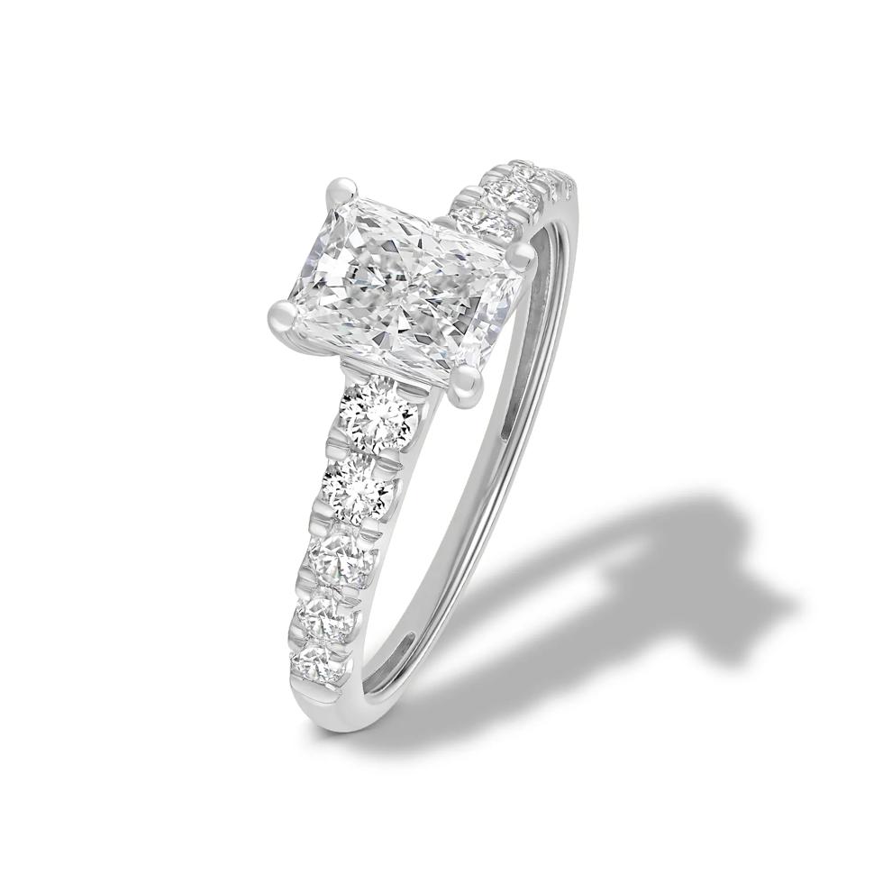 Lab Grown Diamond Radiant Center Engagement Ring in 14K White Gold (1 1/2 ct. tw.) – Image 4 of 4