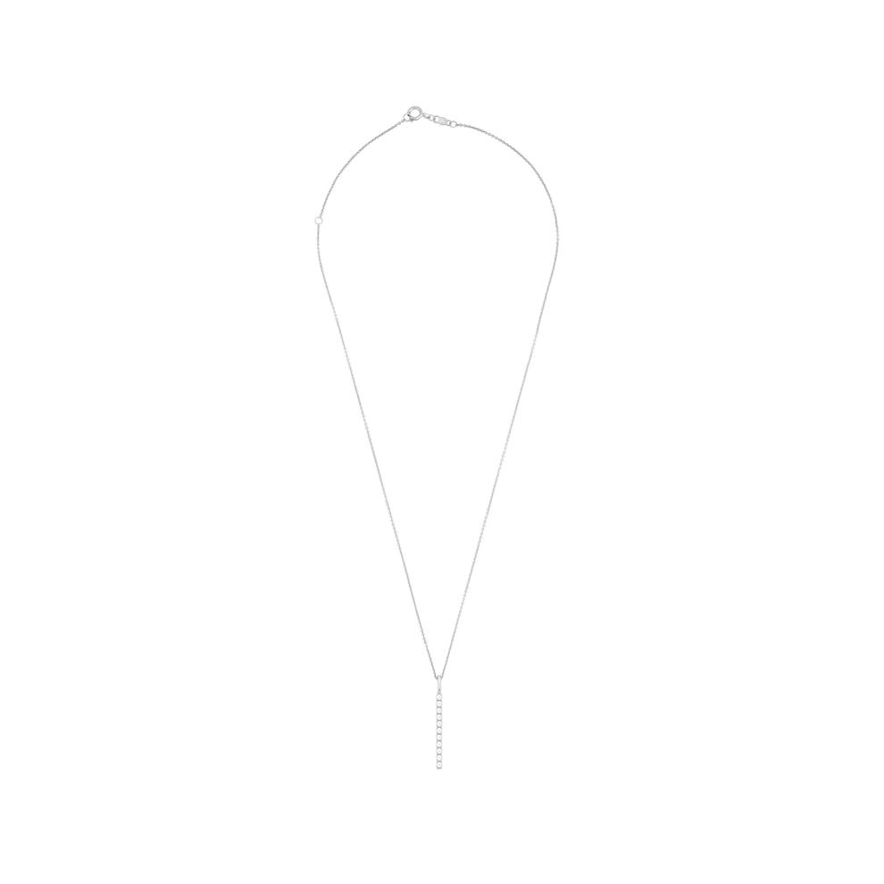 Diamond Accent Vertical Bar Pendant Necklace in Sterling Silver – Image 2 of 4