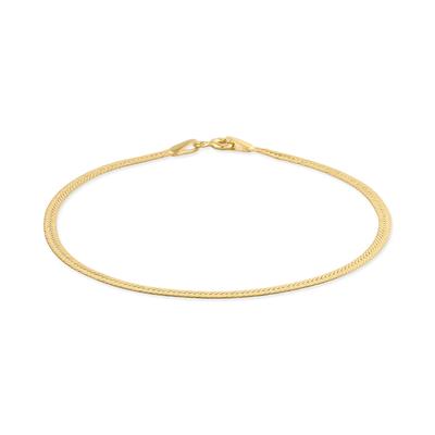 Herringbone Heart & "I Love You" Engraved Bracelet in 10K Yellow Gold, 7.5"