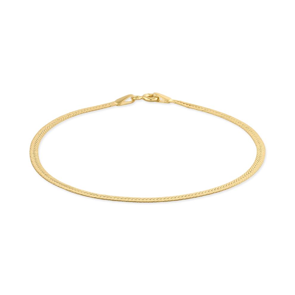 Herringbone Heart &amp; "I Love You" Engraved Bracelet in 10K Yellow Gold, 7.5" – Image 1 of 2