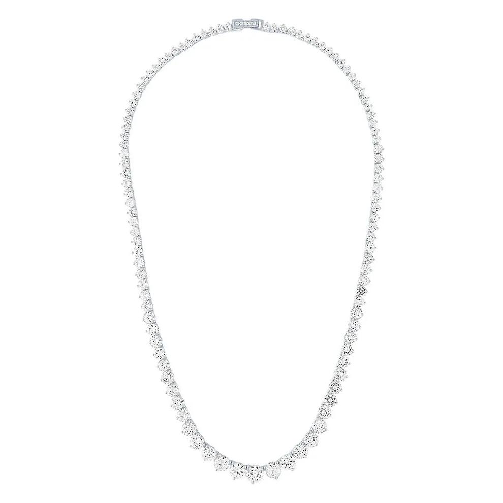 Lab Created White Sapphire Necklace in Sterling Silver – Image 2 of 3
