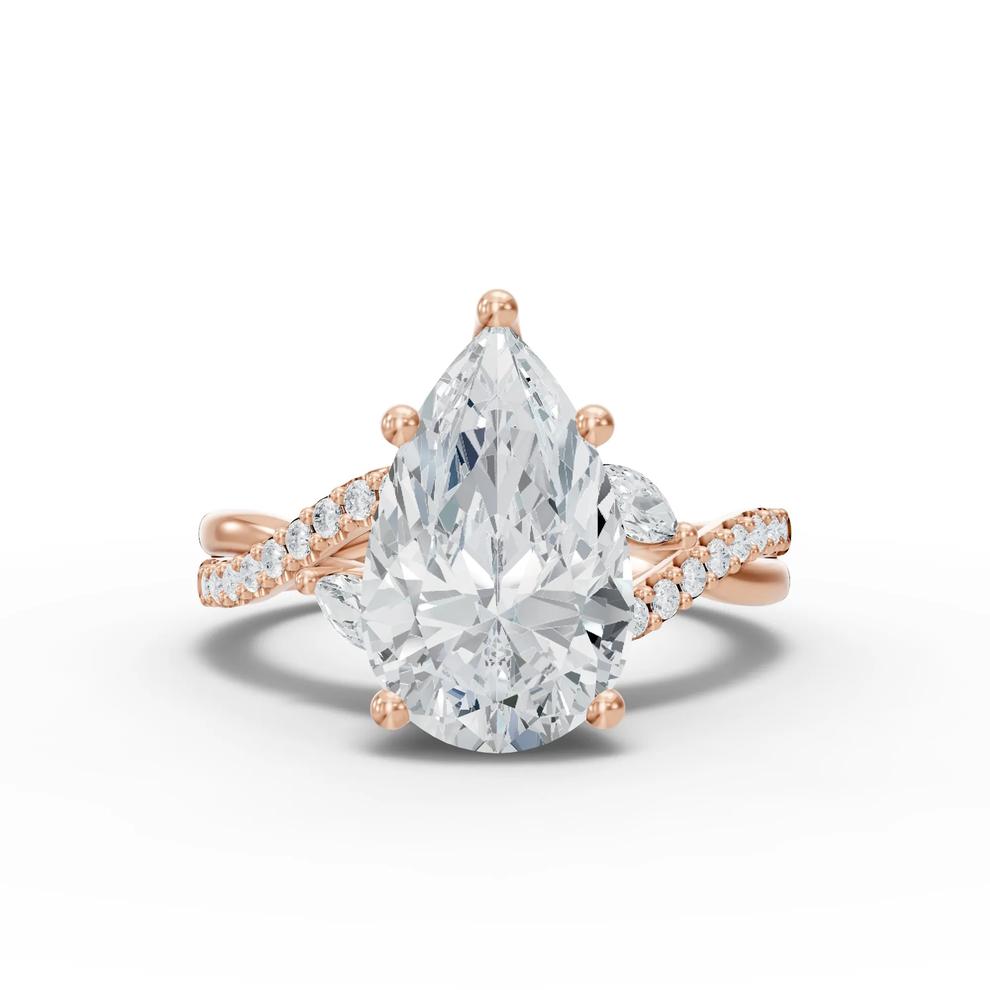 Lab Grown Diamond Pear Center Engagement Ring in 14K Rose Gold (3 1/3 ct. tw.) – Image 1 of 4