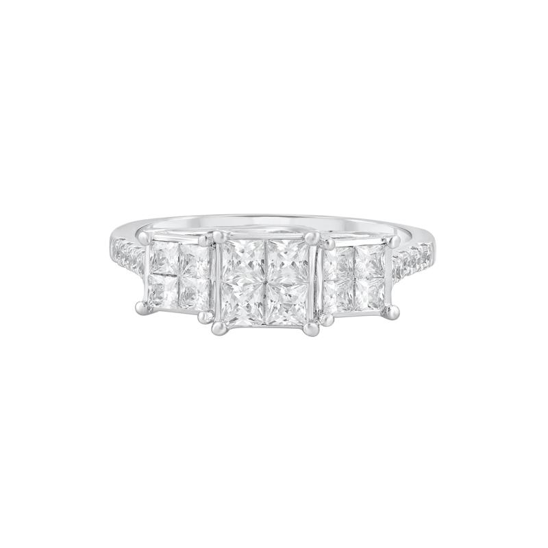 Diamond Princess-Cut Composite Ring in 10K White Gold &#40;1 ct. tw.&#41; – Image 1 of 3