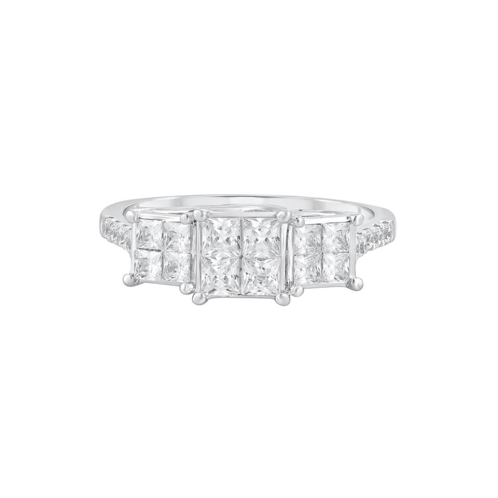 Diamond Princess-Cut Composite Ring in 10K White Gold (1 ct. tw.) – Image 1 of 3
