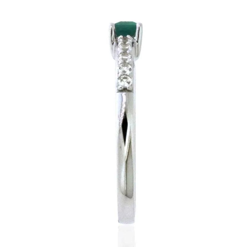 Lab Created Emerald &amp; White Sapphire Stack Ring in Sterling Silver – Image 3 of 4