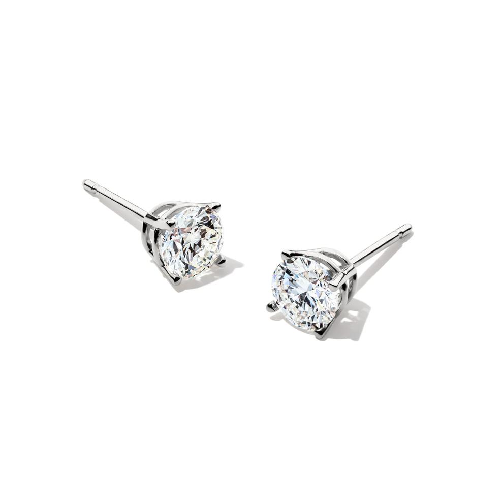 Diamond Round Solitaire Stud Earrings in 14K White Gold (1 ct. tw.) – Image 1 of 4