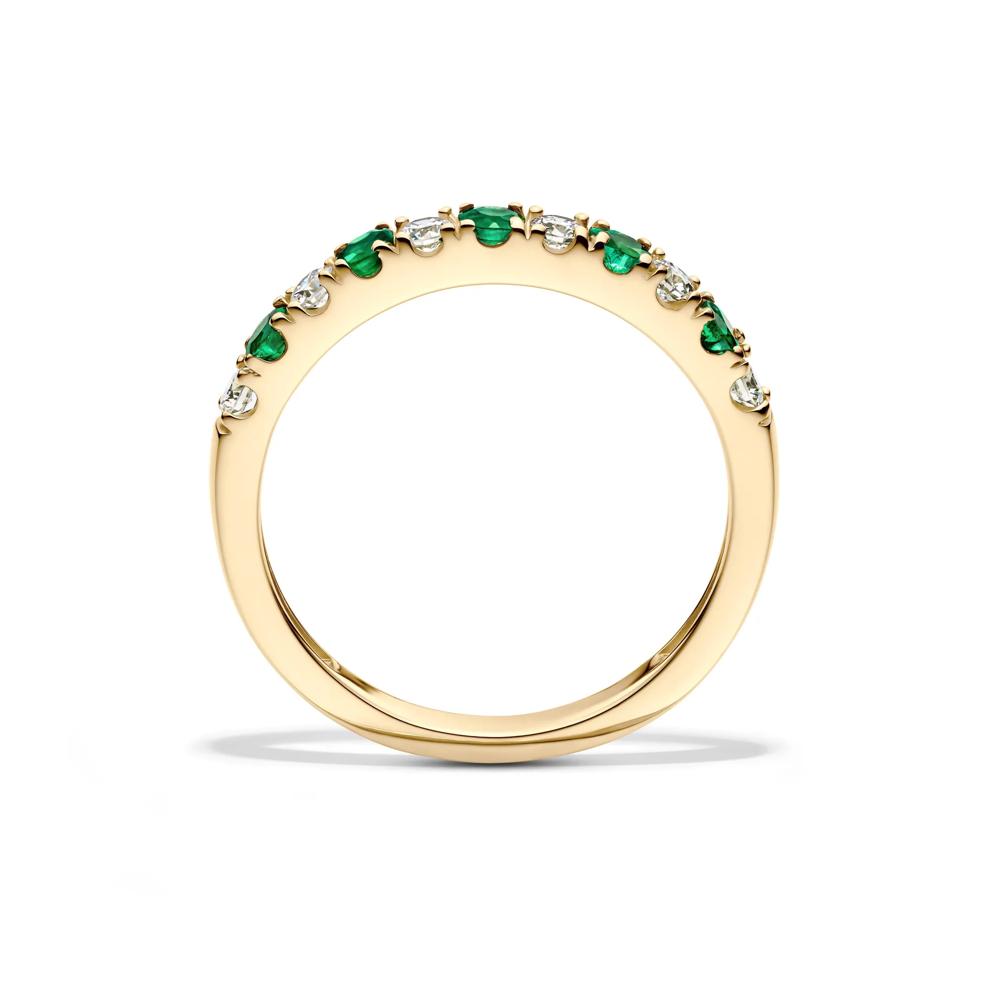 Emerald &amp; 1/4 ct. tw. Diamond Band in 10K Yellow Gold – Image 2 of 4