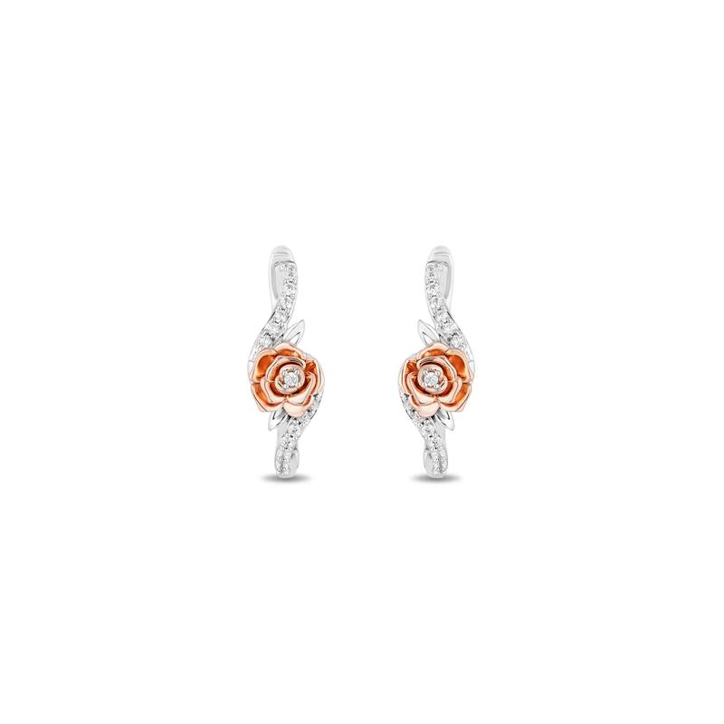 Belle Rose Diamond Hoop Earring in Sterling Silver &amp; 10 Rose Gold &#40;1/5 ct. tw.&#41; – Image 2 of 2