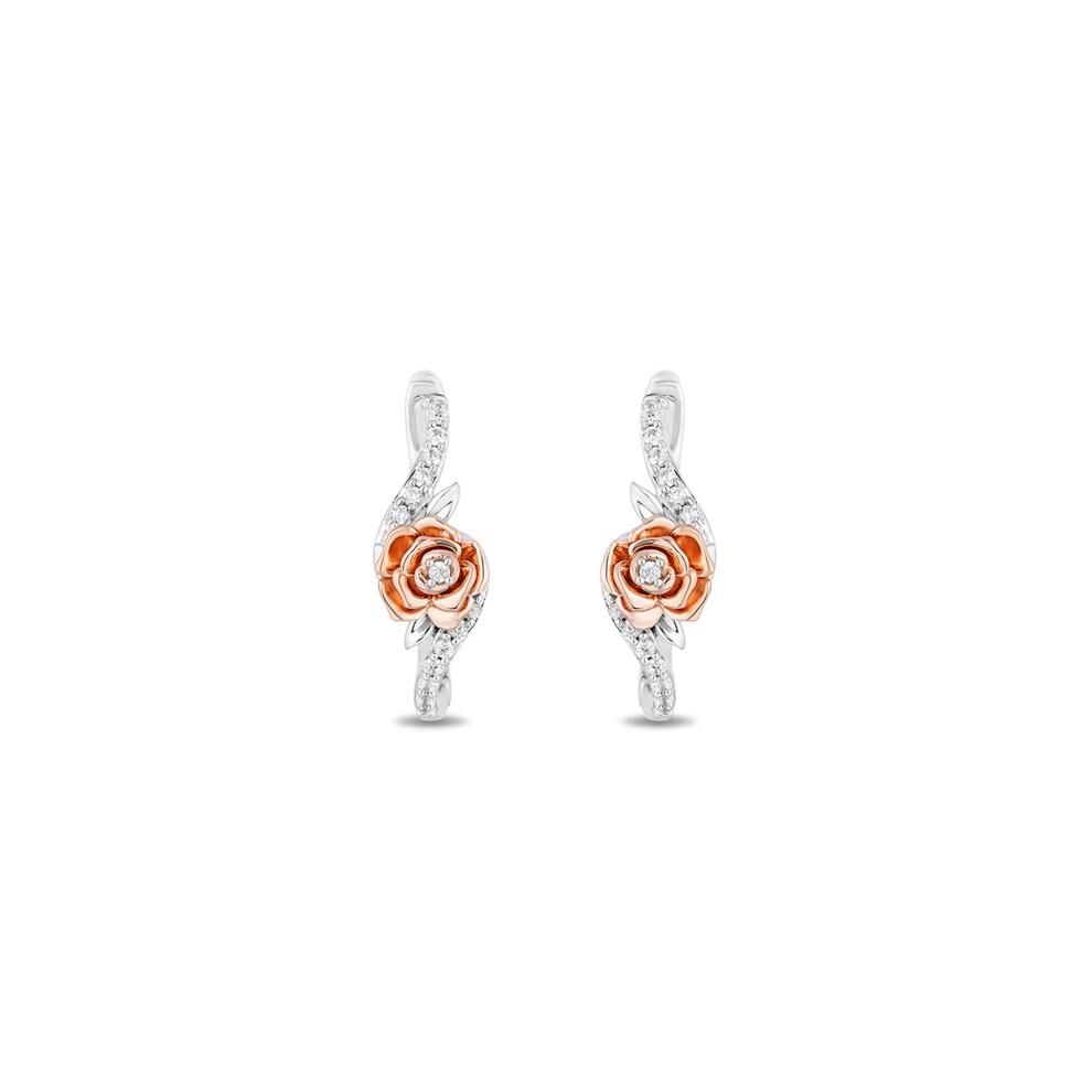 Belle Rose Diamond Hoop Earring in Sterling Silver &amp; 10 Rose Gold (1/5 ct. tw.) – Image 2 of 2
