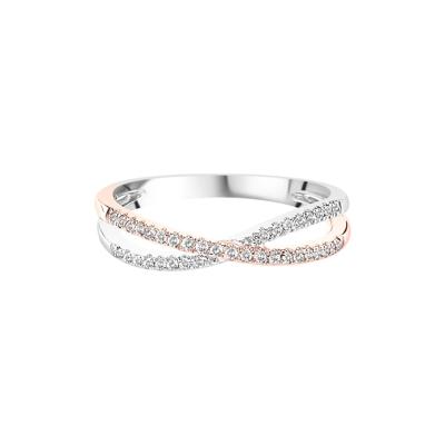1/7 ct. tw. Diamond Criss Cross Ring in 10K White & Rose Gold