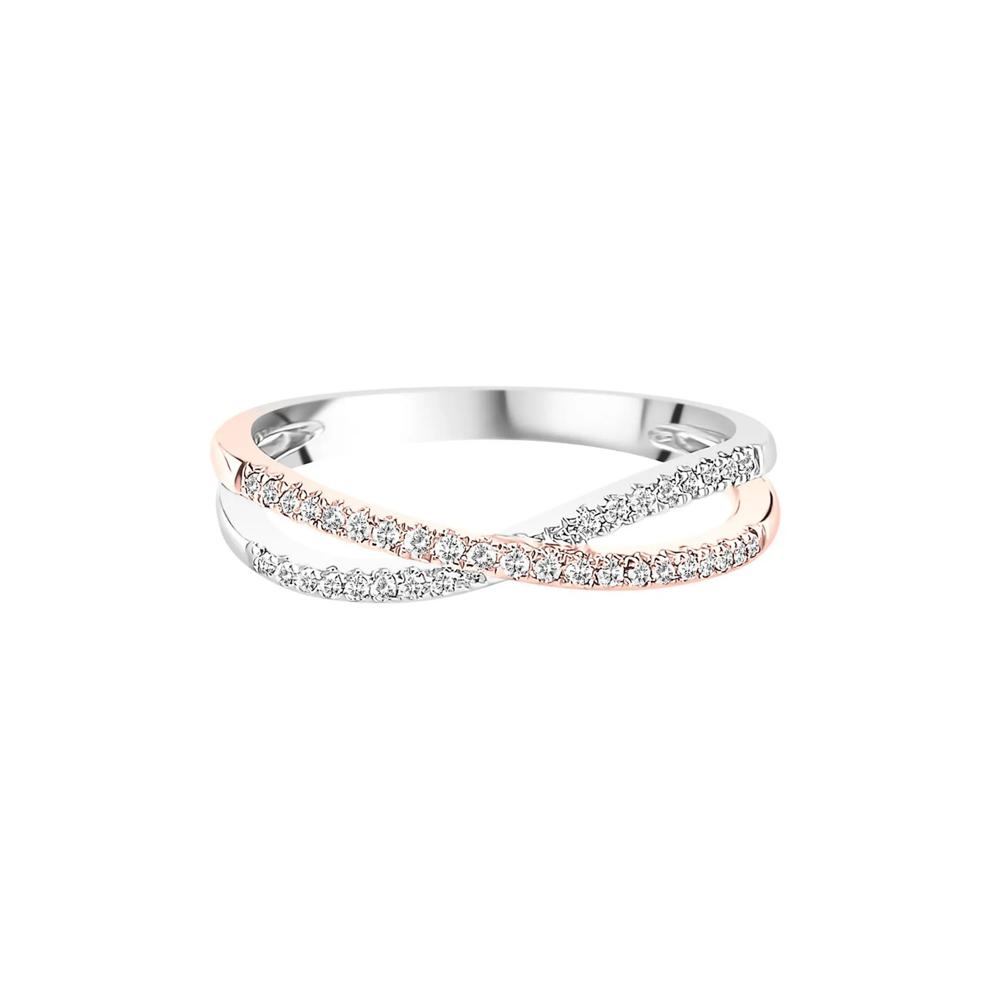 1/7 ct. tw. Diamond Criss Cross Ring in 10K White &amp; Rose Gold – Image 1 of 3