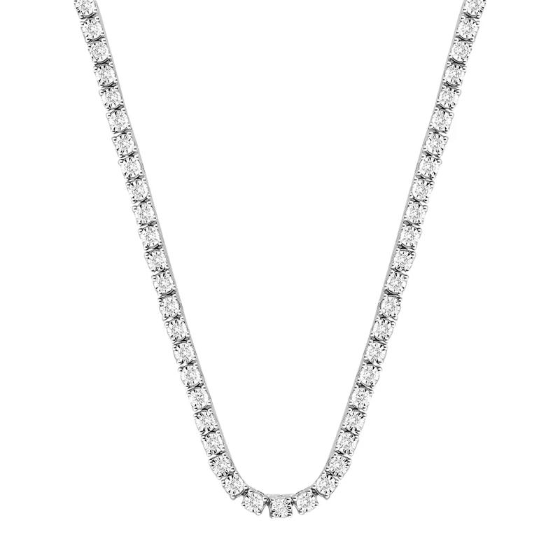Diamond illusion tennis necklace in 10K white gold &#40;1 ct. tw.&#41; – Image 1 of 3