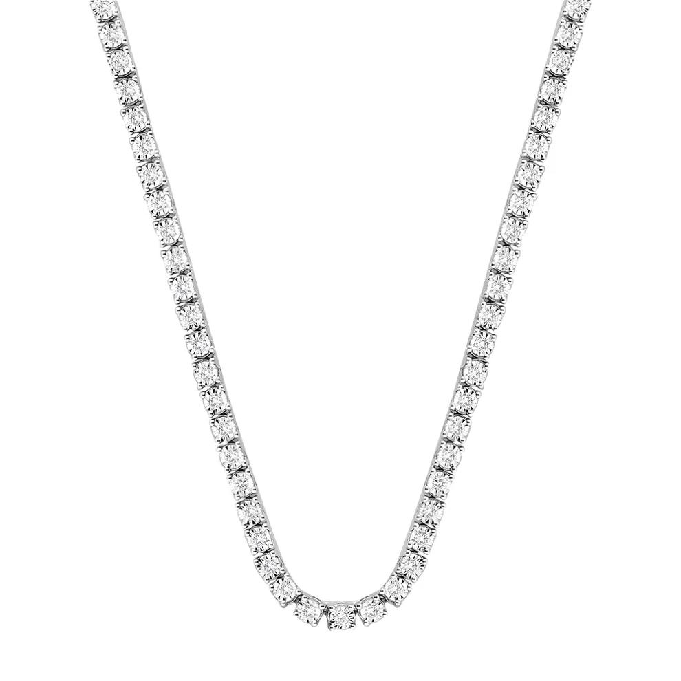 Diamond illusion tennis necklace in 10K white gold (1 ct. tw.) – Image 1 of 3