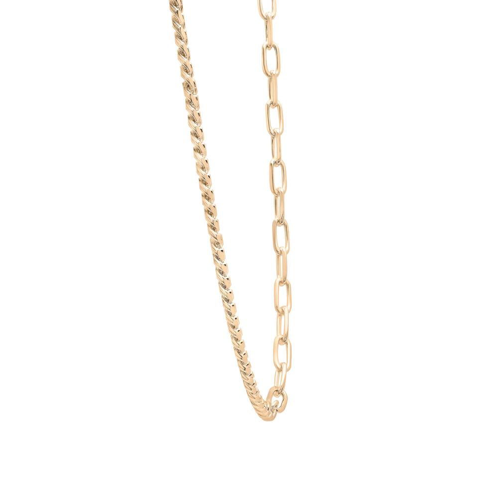Curb and Paperclip Chain Necklace in Vermeil, 18" – Image 3 of 6