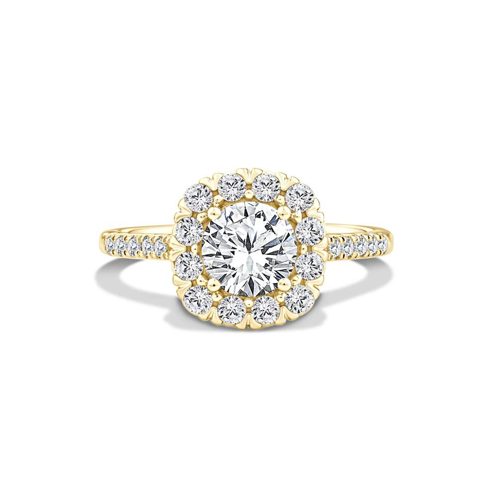 Lab Grown Diamond Halo Engagement Ring in 10K Yellow Gold (1 1/2 ct. tw.) – Image 1 of 4