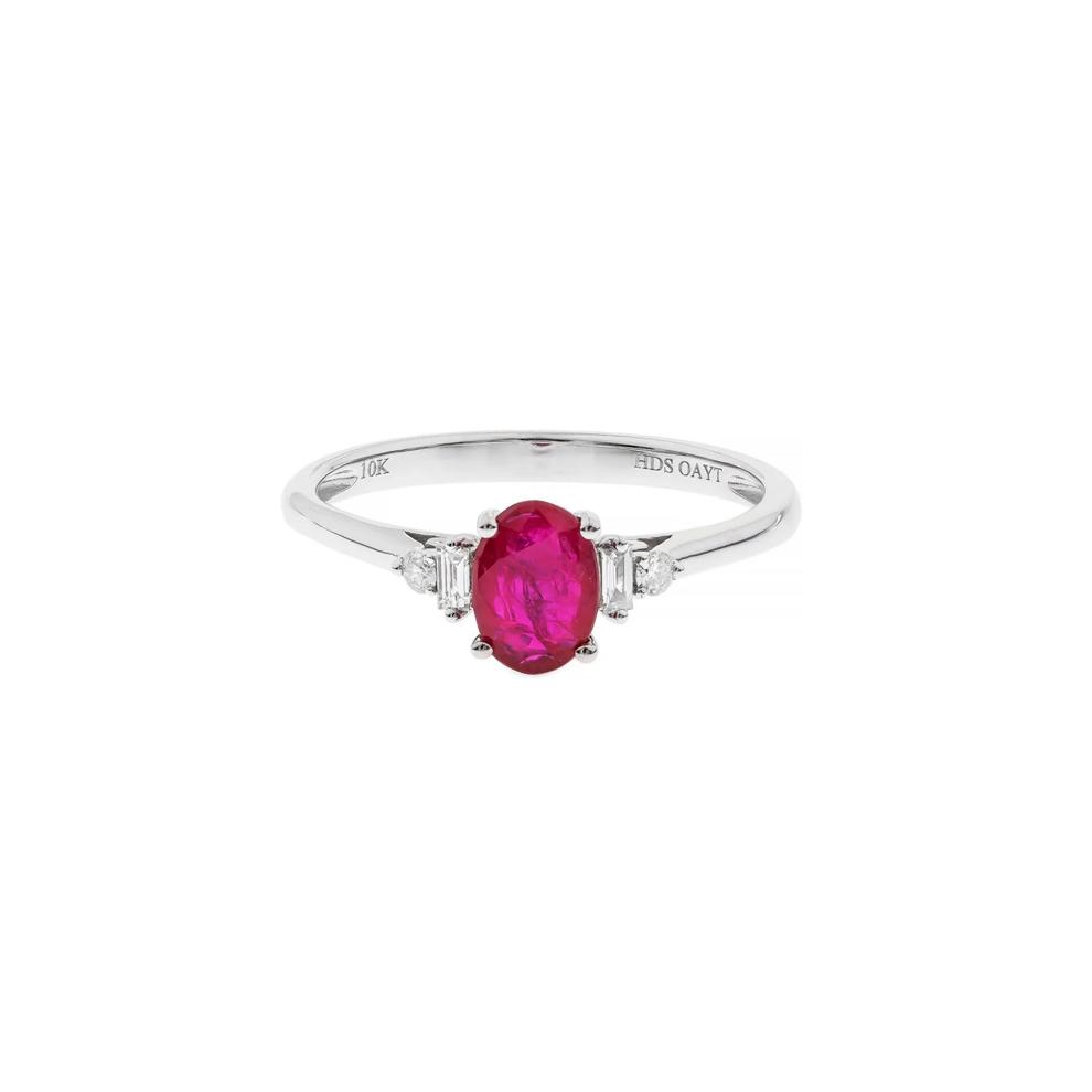 Ruby &amp; Diamond Ring in 10K White Gold – Image 1 of 3