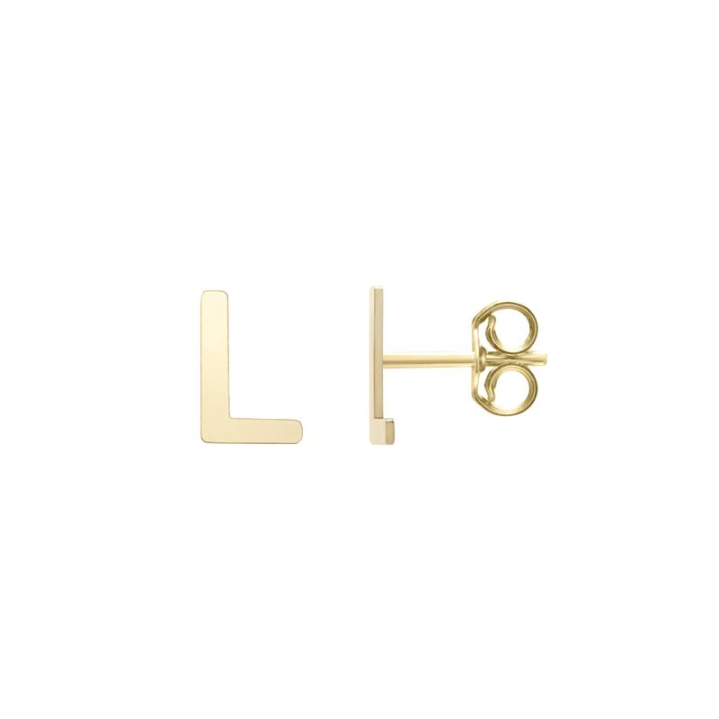 Initial Stud Earrings Letter &ldquo;L&rdquo; in 14K Yellow Gold – Image 1 of 1