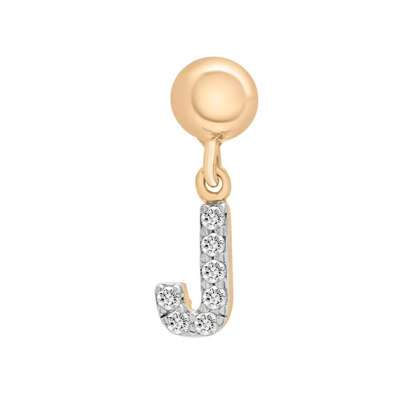Diamond Accent J Initial Bead Charm in Vermeil – Image 1 of 3