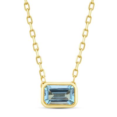 Emerald-Cut Aquamarine Necklace in 10K Yellow Gold