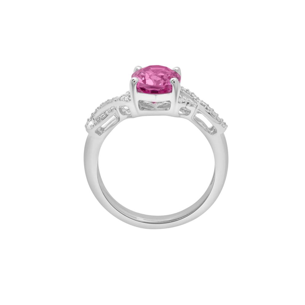 Lab-Created Oval Pink Sapphire Ring in Sterling Silver – Image 2 of 5