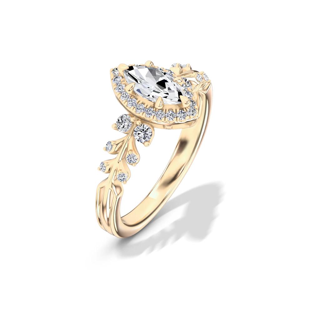 Diamond Marquise Center Halo Engagement Ring in 14K Yellow Gold (3/4 ct. tw.) – Image 4 of 4