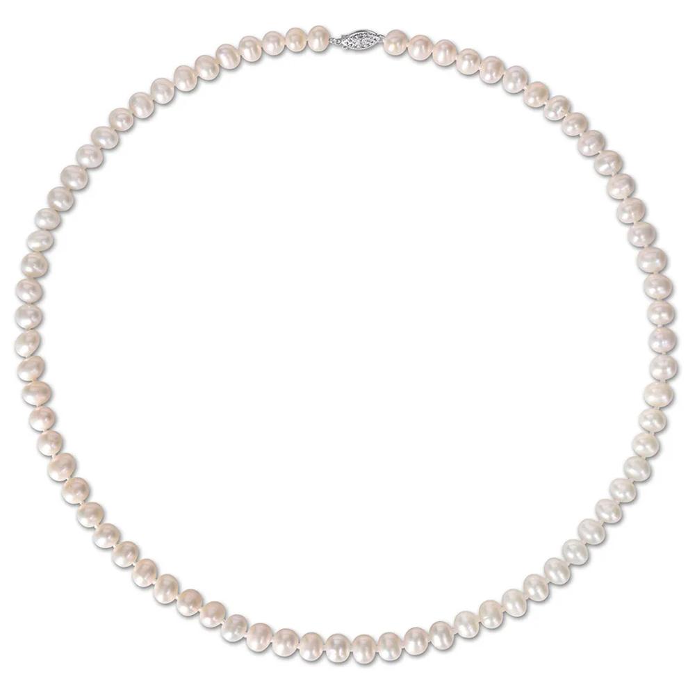 Cultured Freshwater Pearl Necklace in Sterling Silver, 7.5-8mm, 24&rdquo; – Image 2 of 4
