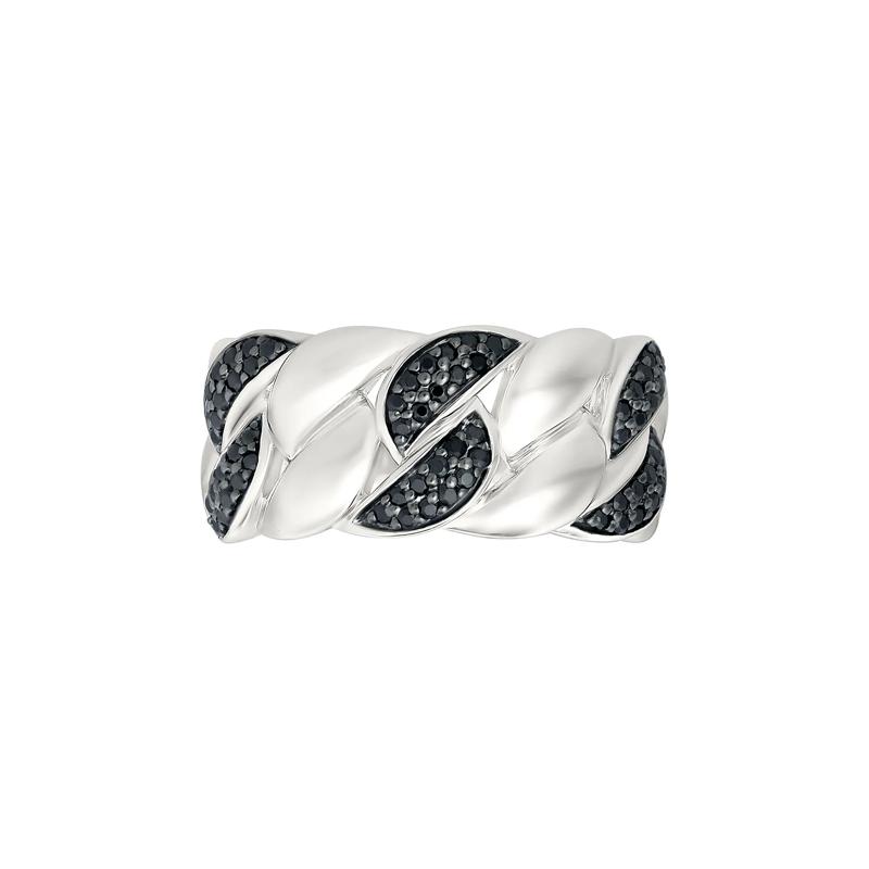 Black Diamond Cuban Link Ring in Sterling Silver &#40;1/3 ct. tw.&#41; – Image 4 of 5