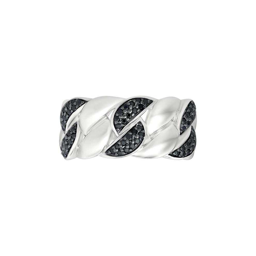 Black Diamond Cuban Link Ring in Sterling Silver (1/3 ct. tw.) – Image 4 of 5