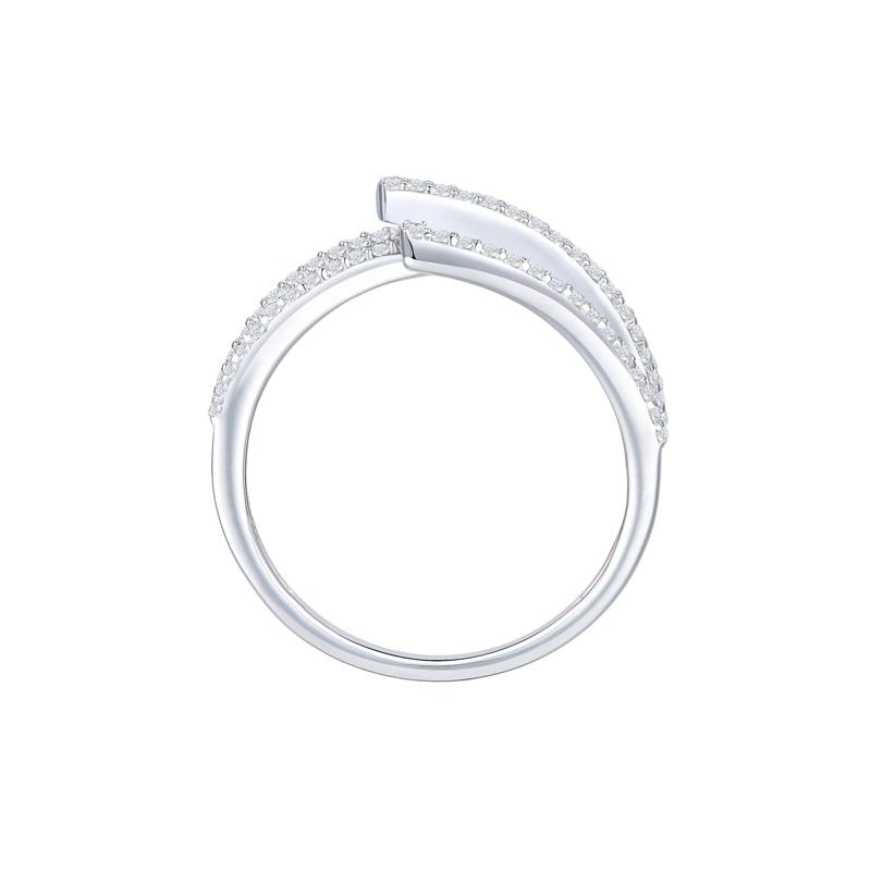 Baguette and Round Diamond Crossover Ring in 10K White Gold &#40;1 ct. tw.&#41; – Image 2 of 3