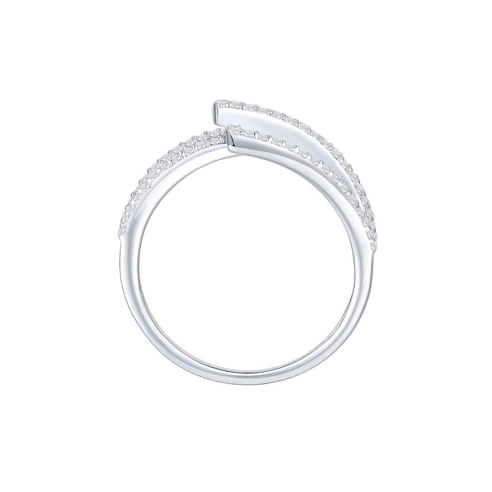 Baguette and Round Diamond Crossover Ring in 10K White Gold (1 ct. tw.) – Image 2 of 3