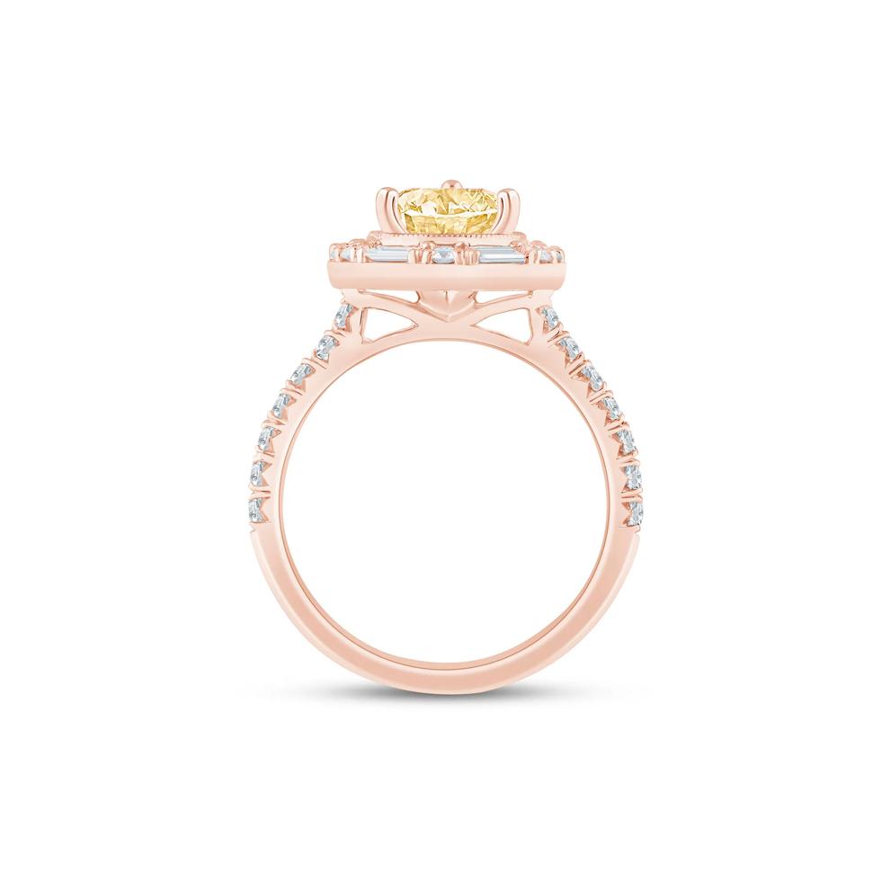 Sylvie Lab Grown Diamond Pear-Shaped Yellow Halo Engagement Ring in 14K Rose &amp; Yellow Gold (2 ct. tw.) – Image 2 of 3