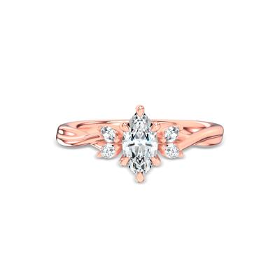 Diamond Marquise Twist-Shank Engagement Ring in 14K Rose Gold (5/8 ct. tw.)