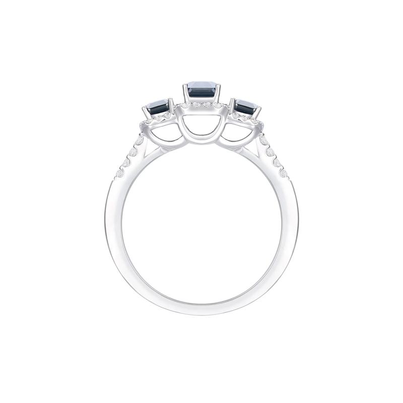 Blue Sapphire and Diamond Three-Stone Ring in 10K White Gold &#40;1/4 ct. tw.&#41; – Image 3 of 3