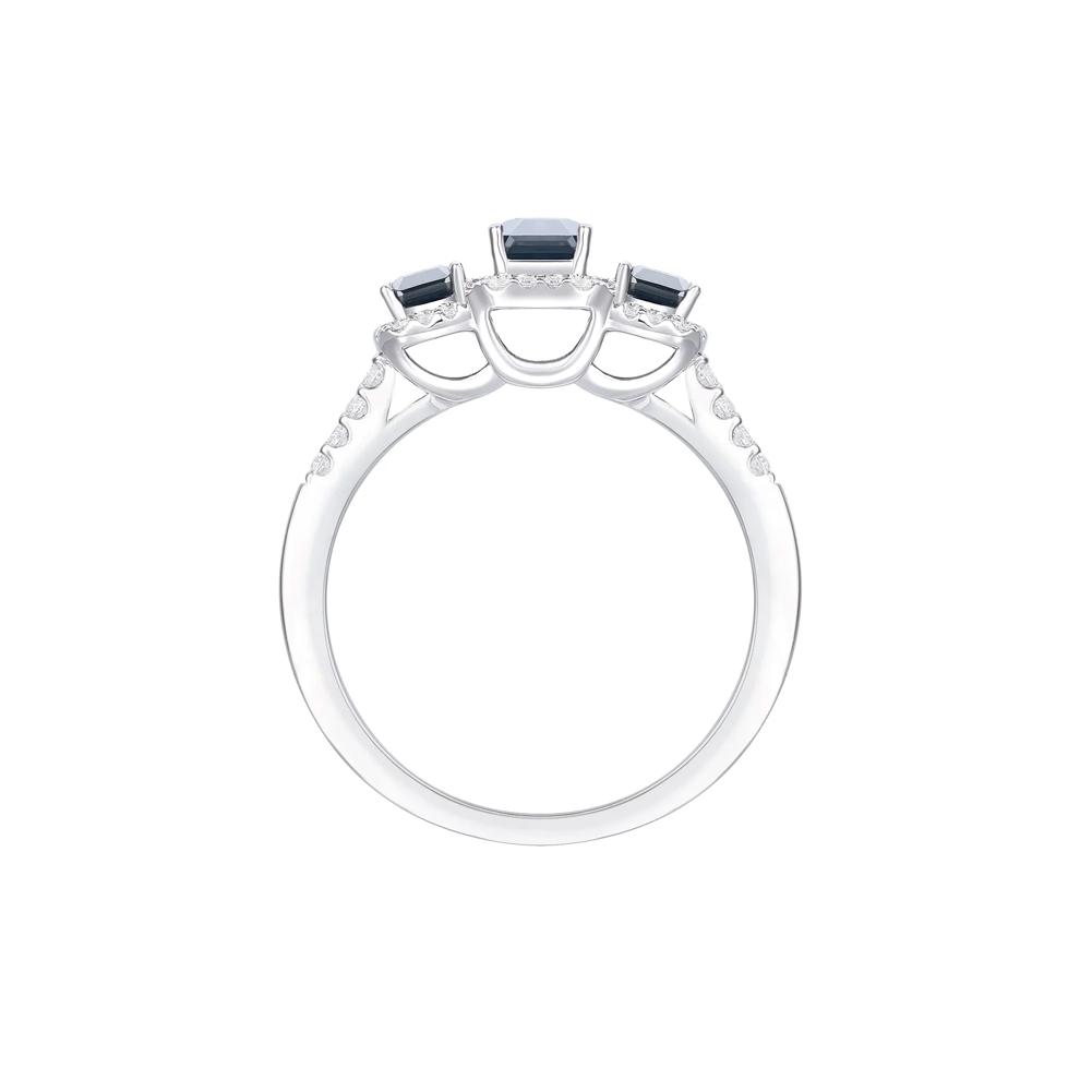 Blue Sapphire and Diamond Three-Stone Ring in 10K White Gold (1/4 ct. tw.) – Image 3 of 3