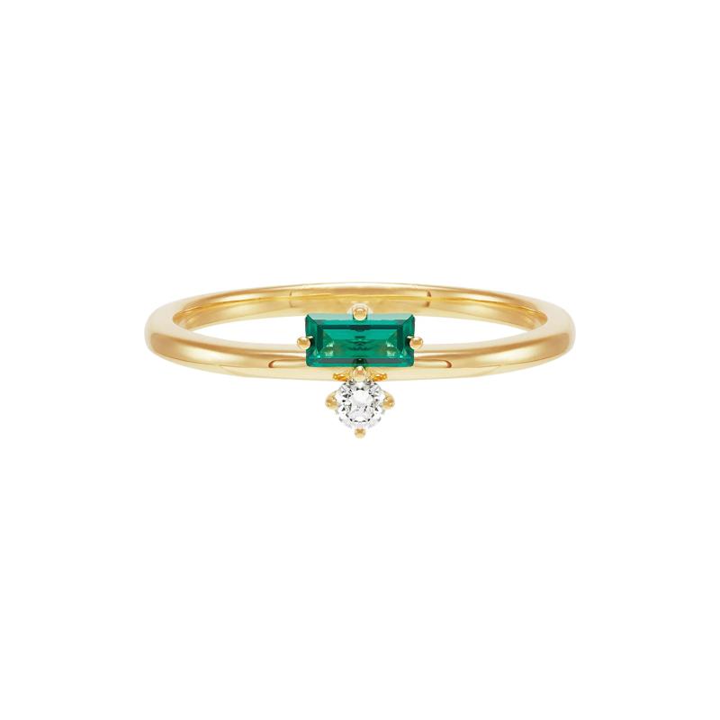 Lab Grown Diamond Accent and Lab-Created Gemstone Ring in 10K Yellow Gold – Image 1 of 3