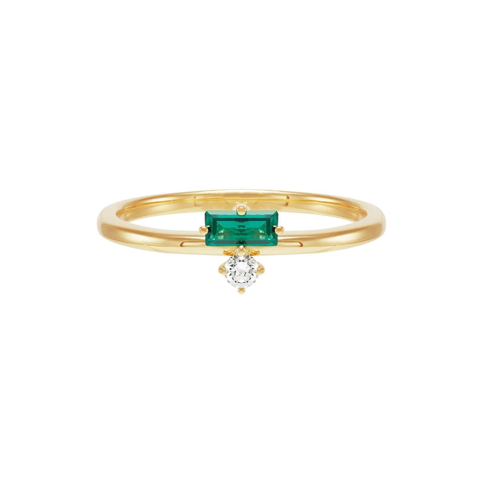 Lab Grown Diamond Accent and Lab-Created Gemstone Ring in 10K Yellow Gold – Image 1 of 3