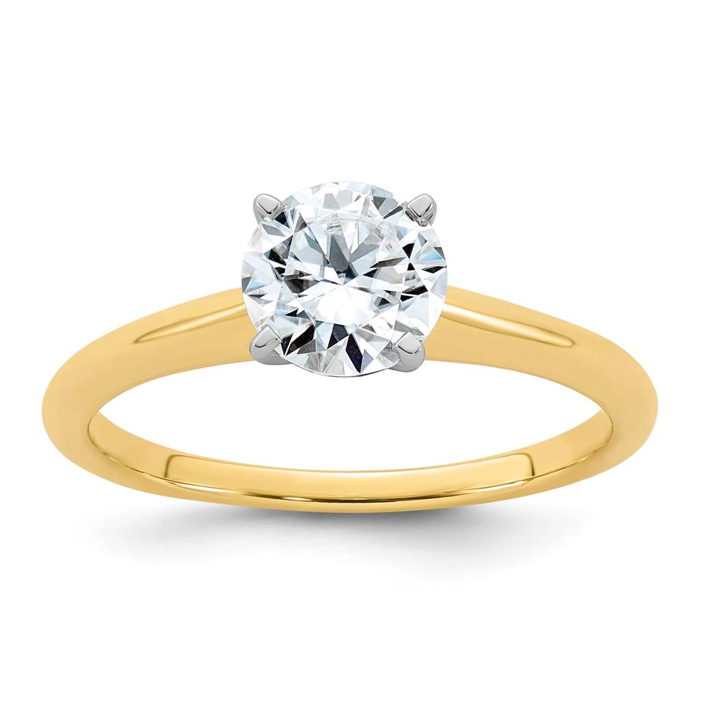 Lab-Created Moissanite Round Solitaire Ring in 10K Yellow Gold (1 ct. dew) – Image 1 of 3