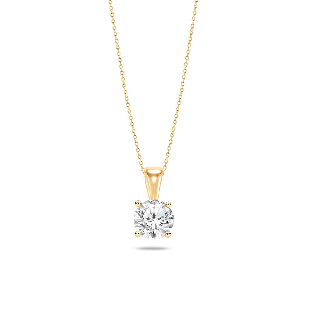 Diamond Round Solitaire Pendant in 14K Yellow Gold (1/2 ct.) – Image 1 of 4