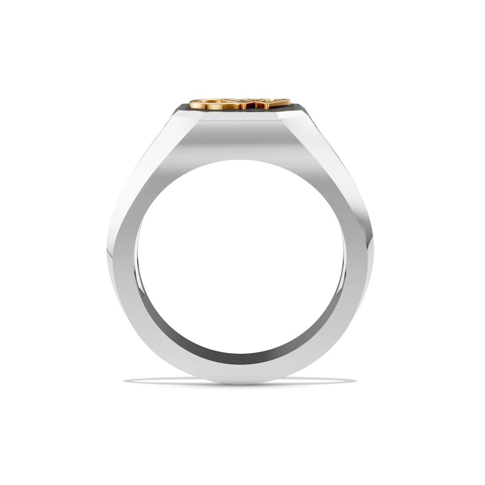 Men's Onyx OW Design Signet Ring in Sterling Silver – Image 6 of 8