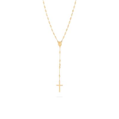 Diamond-Cut Cross & Virgin Mary Lariat Necklace in 14K Yellow Gold, 20"