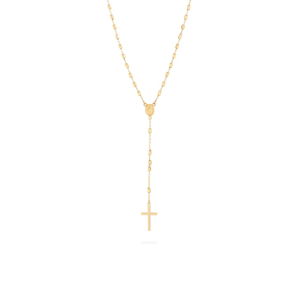 Diamond-Cut Cross &amp; Virgin Mary Lariat Necklace in 14K Yellow Gold, 20" – Image 1 of 4