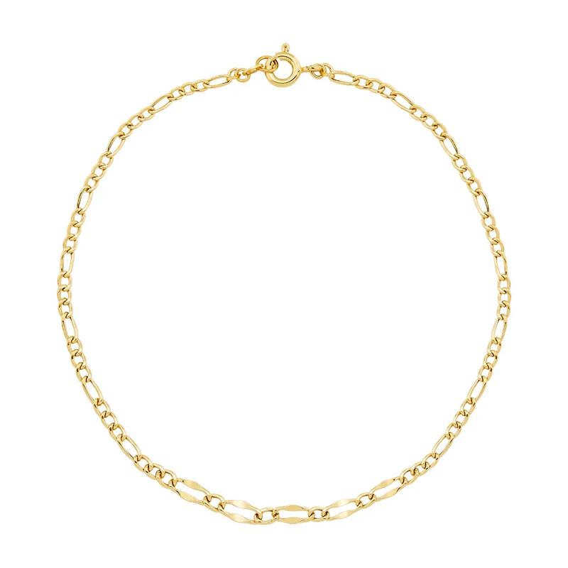 Figaro Anklet in 14K Yellow Gold, 9&rdquo; – Image 1 of 2