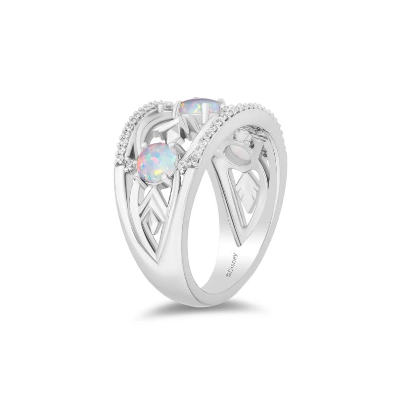 Elsa Lab-Created Opal and Diamond Ring in Sterling Silver &#40;1/5 ct. tw.&#41; – Image 3 of 4