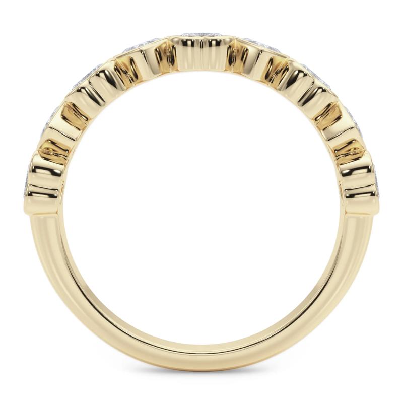Lab Grown Diamond Heart Bezel Half Eternity Band in 14K Yellow Gold &#40;1 ct. tw.&#41; – Image 2 of 5